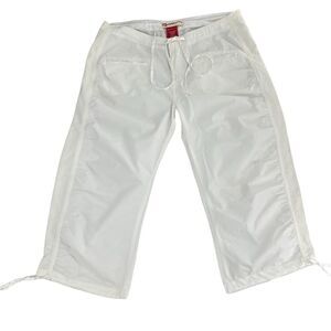 Karma Women's Straight Leg Drawcord Waist & Hem Capri Pants White Size 11